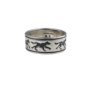 Wolves Wolf Shube South Dakota Sterling Silver Band Ring Size 8